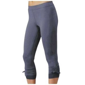Tarea Womens Cropped Leggings S Gray Black Side Tie Athleisure Yoga Sporty Style